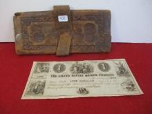 Civil War Era Wallet with Patriotic Design and Michigan Bank Note