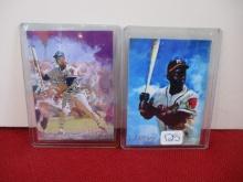 Edward Vela Hank Aaron Sketch Trading Cards Pair