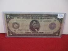 1914 $5 Federal Reserve Note Featuring Abraham Lincoln