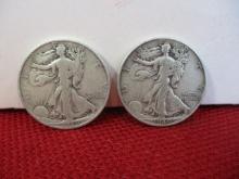 U.S. Silver Standing Liberty Half Dollar Pair-J