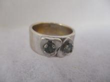 14k White Gold with Topaz and Alexandrite Heart Ring
