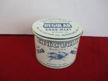 Epicure Vintage Crab Meat Tin Advertising Container