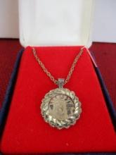 .999 Fine Silver Coin with Bezel and Sterling Silver Chain.