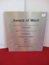 1961 Mobil Oil Award Plaque