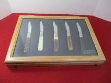 Marble's Gladstone-MSA Co. Folding Pocket Knives-Lot of 5 + Marble's Display Case