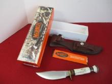 Marble's Gladstone-MSA Woodcraft Rolled Stag/Brass Fixed Blade Knife