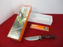 Marble's Gladstone-Plainsman Tigerwood Brass Half Guard Fixed Blade Knife