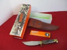 Marble's Gladstone-Custom Smooth Stone/Brass Pommel/Half Guard Fixed Blade Knife