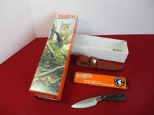 Marble's Gladstone-Brass Pinned Black Micarta Mini Caper Fixed Blade Knife