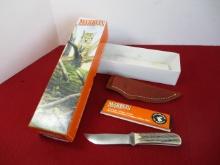 Marble's Gladstone-Outers Brass Pinned Stag Fixed Blade Knife