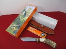 Marble's Gladstone-Campcraft 2000 Stag Carver/Brass Fixed Blade Knife