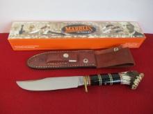 Marble's Gladstone-Buffalo Stag Crown Brass Half Guard Fixed Blade Knife