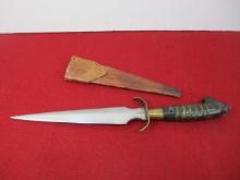 Spanish Factory Manufactured Brass Fixed Blade Knife w/ Sheath