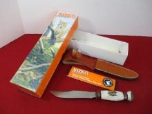 Marble's Gladstone-Drop-Point Brass/Stag Fixed Blade Knife