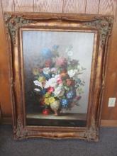 Assortment of Flowers in Vase on Canvas by Horne