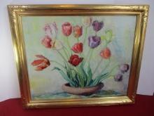 1935 Tulips on Canvas by Vivian Church Hoyt