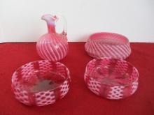 Fenton/Other Cranberry Art Glass-Lot of 4