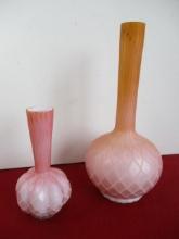 Apricot & Peach Satin Glass Vases