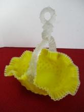 Victorian Art Glass Basket with Thorn Handle