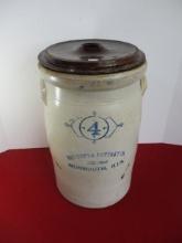 Monmouth Pottery C. 4 Gallon Stoneware Butter Churn