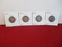 1899 Barber Silver Quarter Dollar Coins-Lot of 4