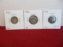 Mixed Silver Barber Dimes-Lot of 3-A
