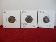 Mixed Silver Barber Dimes-Lot of 3-B