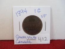 1894 Queen Victoria Canadian One Cent Coin