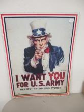 Uncle Sam Tin Recruiting Sign