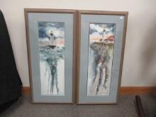 Pair of Artist Signed Lighthouse Prints