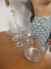 Decanter, Ice Bucket + Crystal Glassware Set