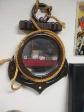 Nautical Anchor with Rope Wooden Mirror
