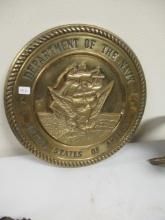United States of American Dept. of The Navy Brass Plaque