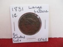 1831 Large Letters Classic Head Large One Cent Coin