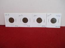 1900's Wheat Pennies-Lot of 4