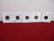 1919 Mixed Wheat Pennies-Lot of 5