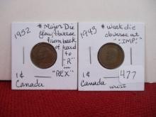 Interesting Pair of Canadian Pennies