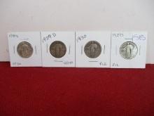 1920's-1930's Standing Liberty Silver Quarter Dollars-Lot of 4