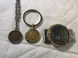 1904 Indian Head penny pendant on chain. 1903