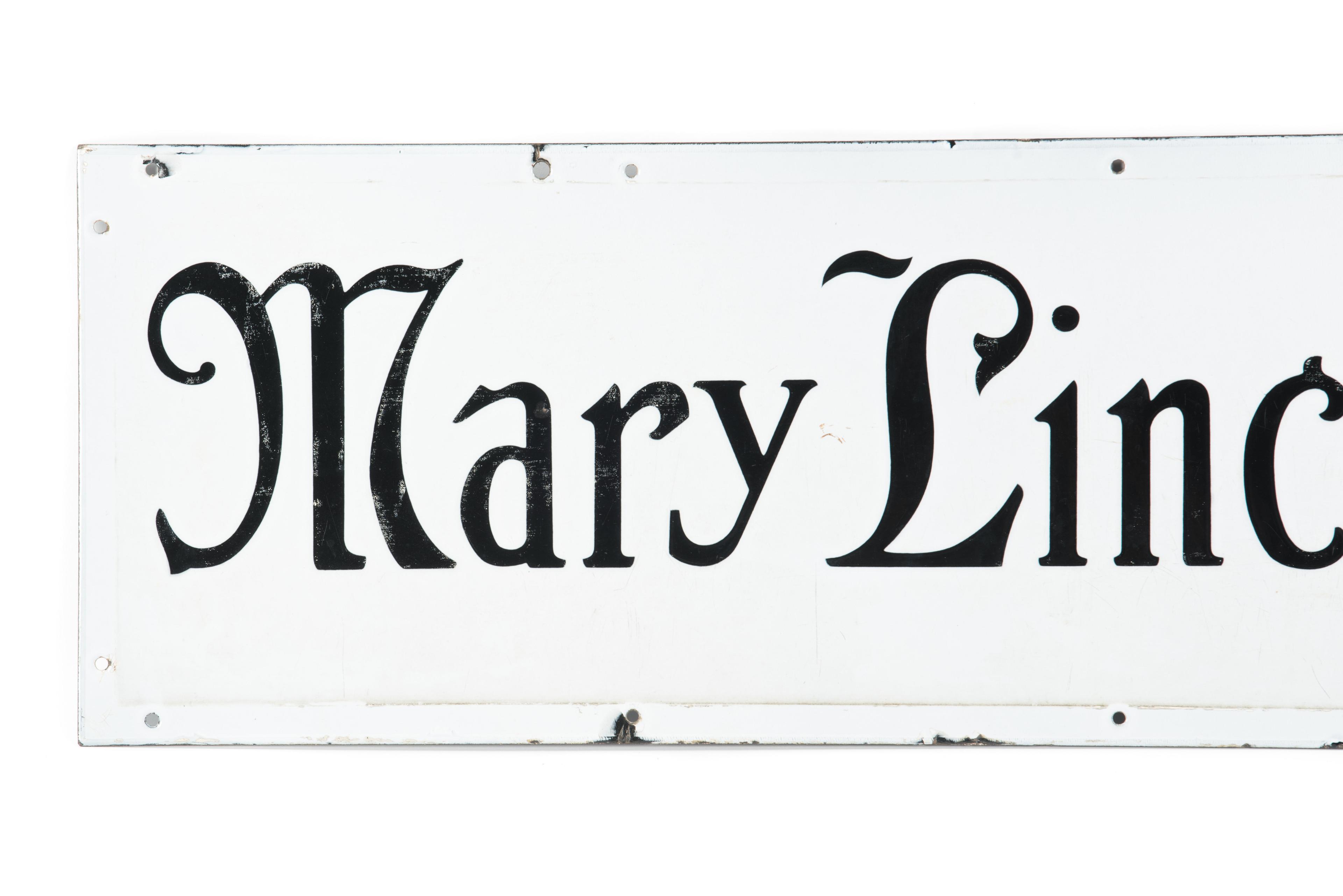 Mary Lincoln Candies Porcelain Sign