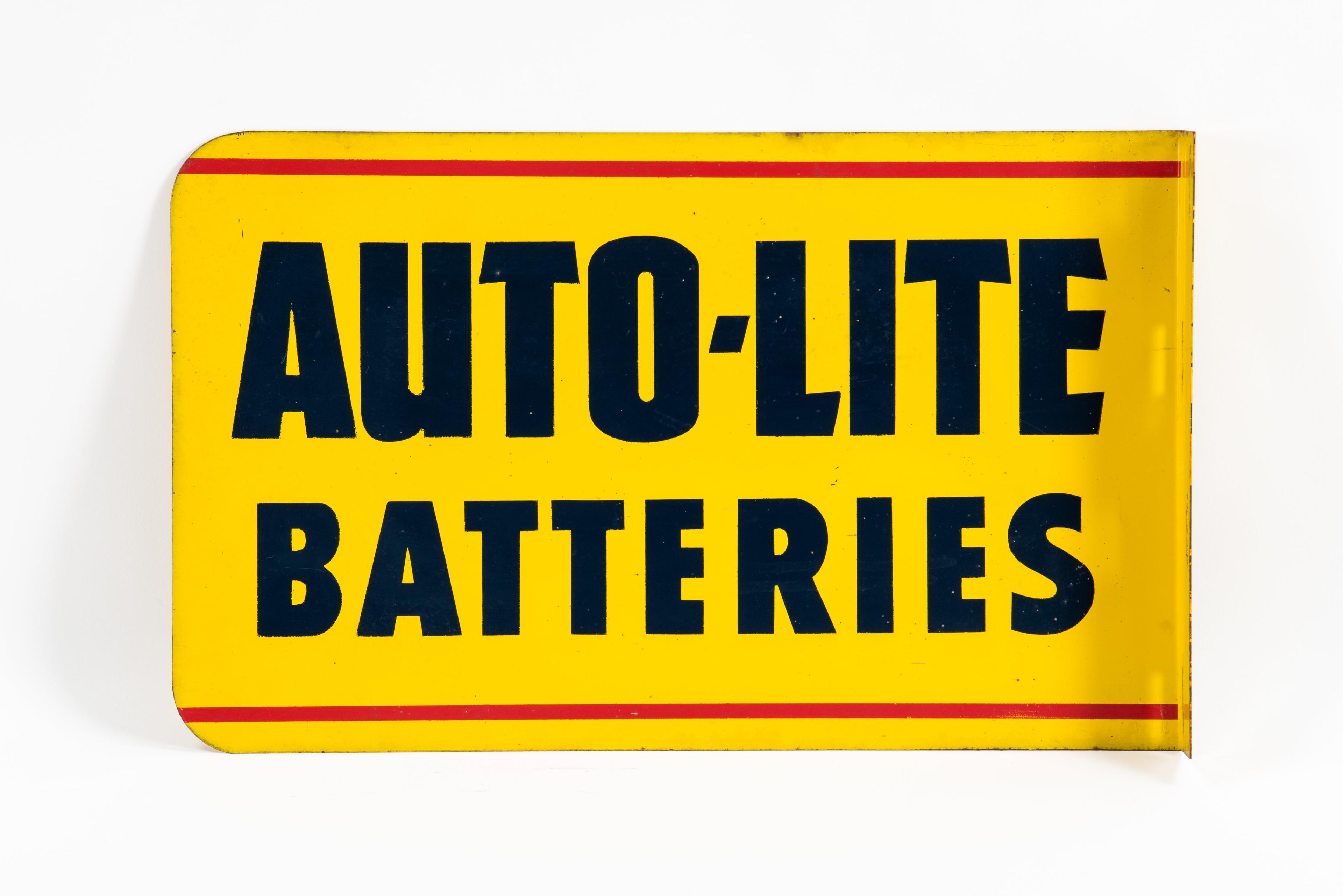 Auto-Lite Batteries Tin Flange Sign