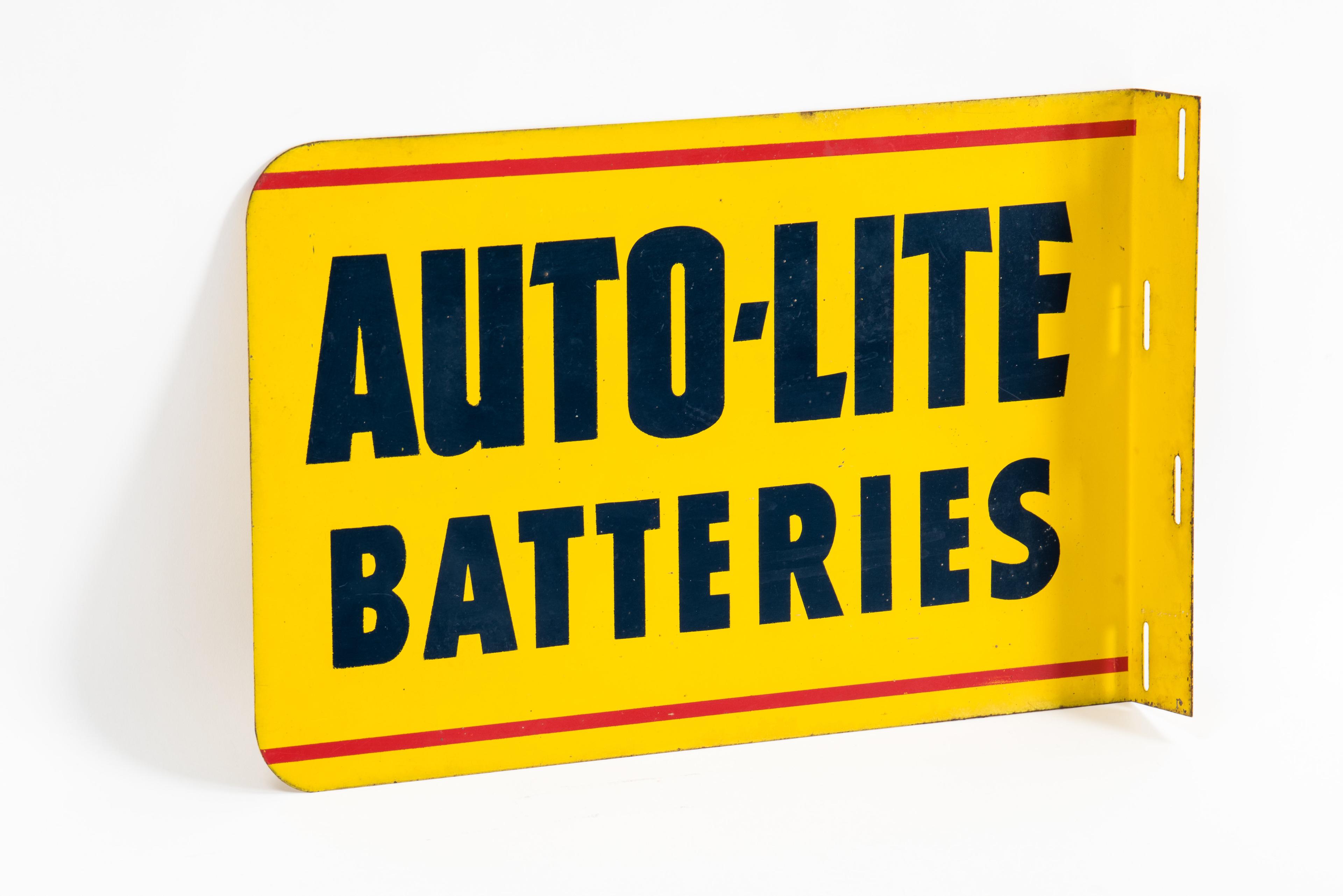 Auto-Lite Batteries Tin Flange Sign