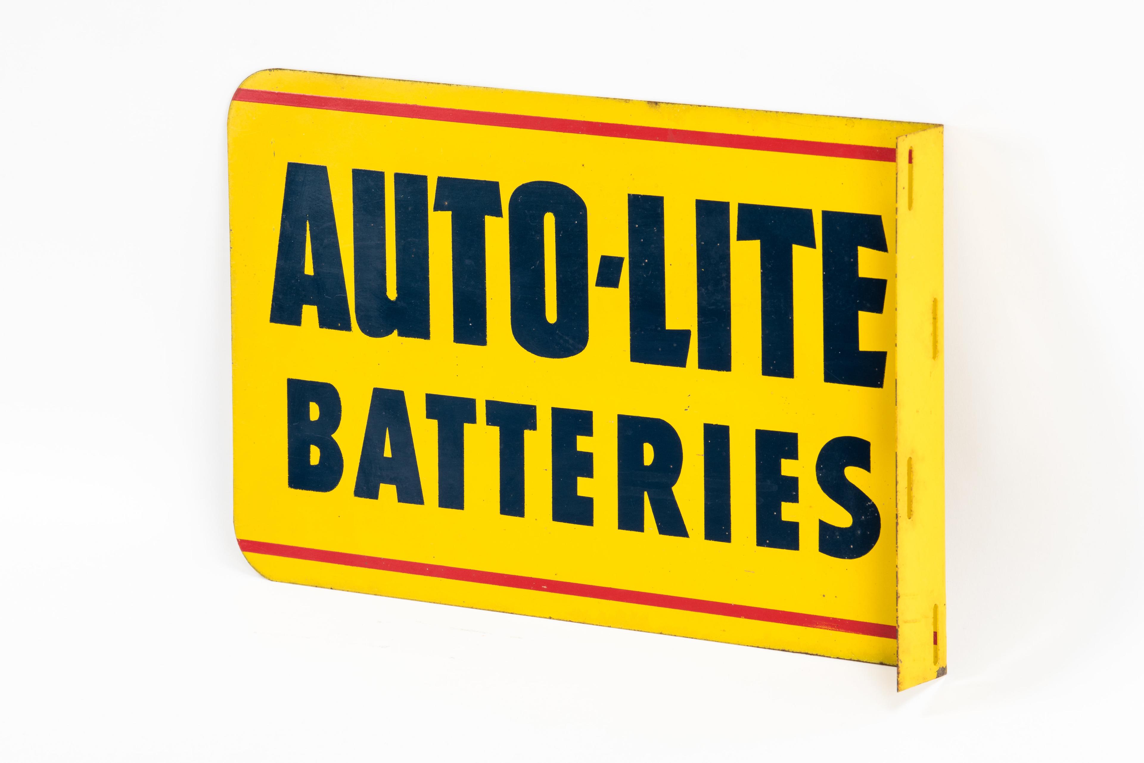 Auto-Lite Batteries Tin Flange Sign