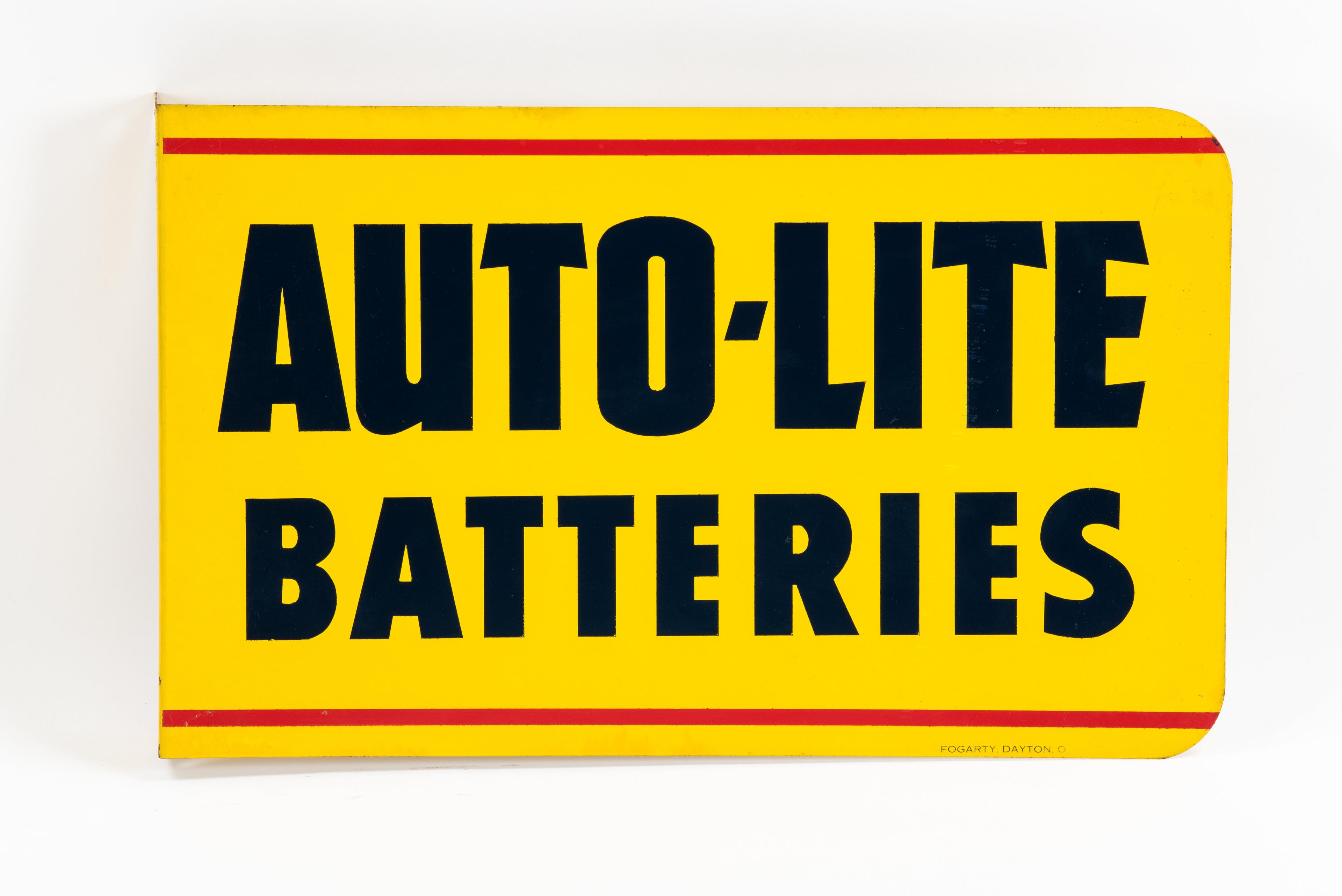 Auto-Lite Batteries Tin Flange Sign