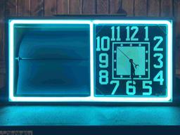 Neon clock with rotating panels