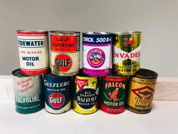 Lot Of 9 Various Quart Oil Cans