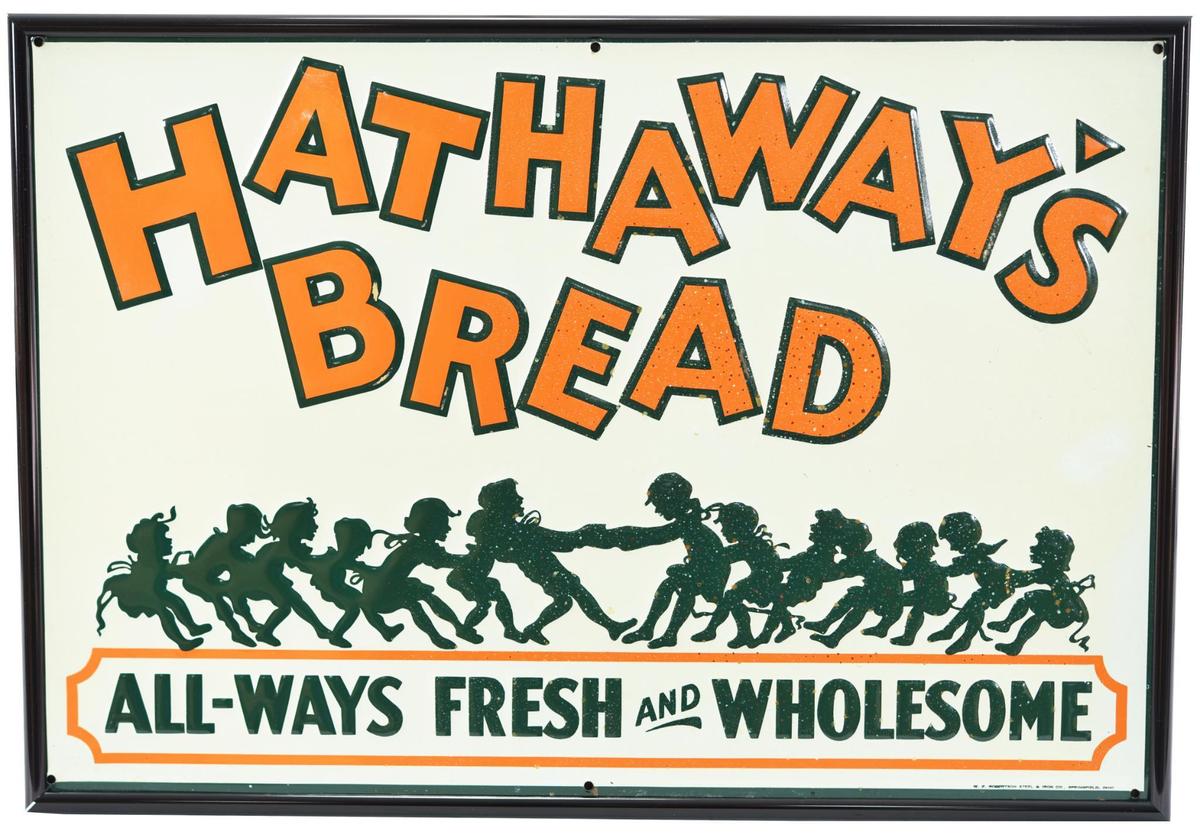 Hathaway's Bread w/Child Playing Tug-a-War Metal Sign