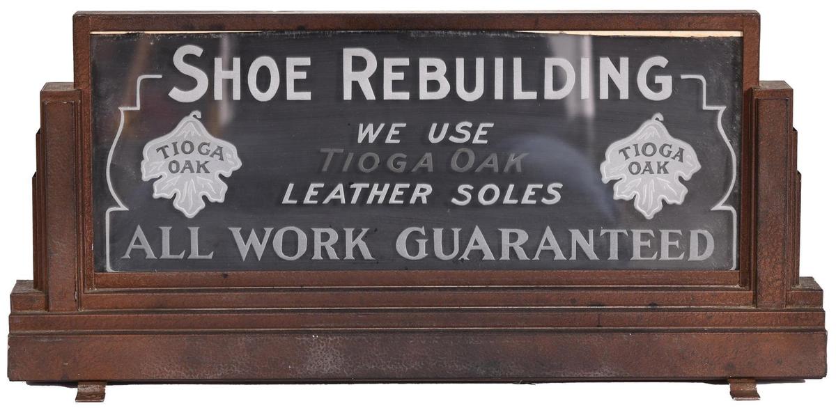 Shoe Rebuilding "We use Tioga Oak Leather Soles" Lighted Sign