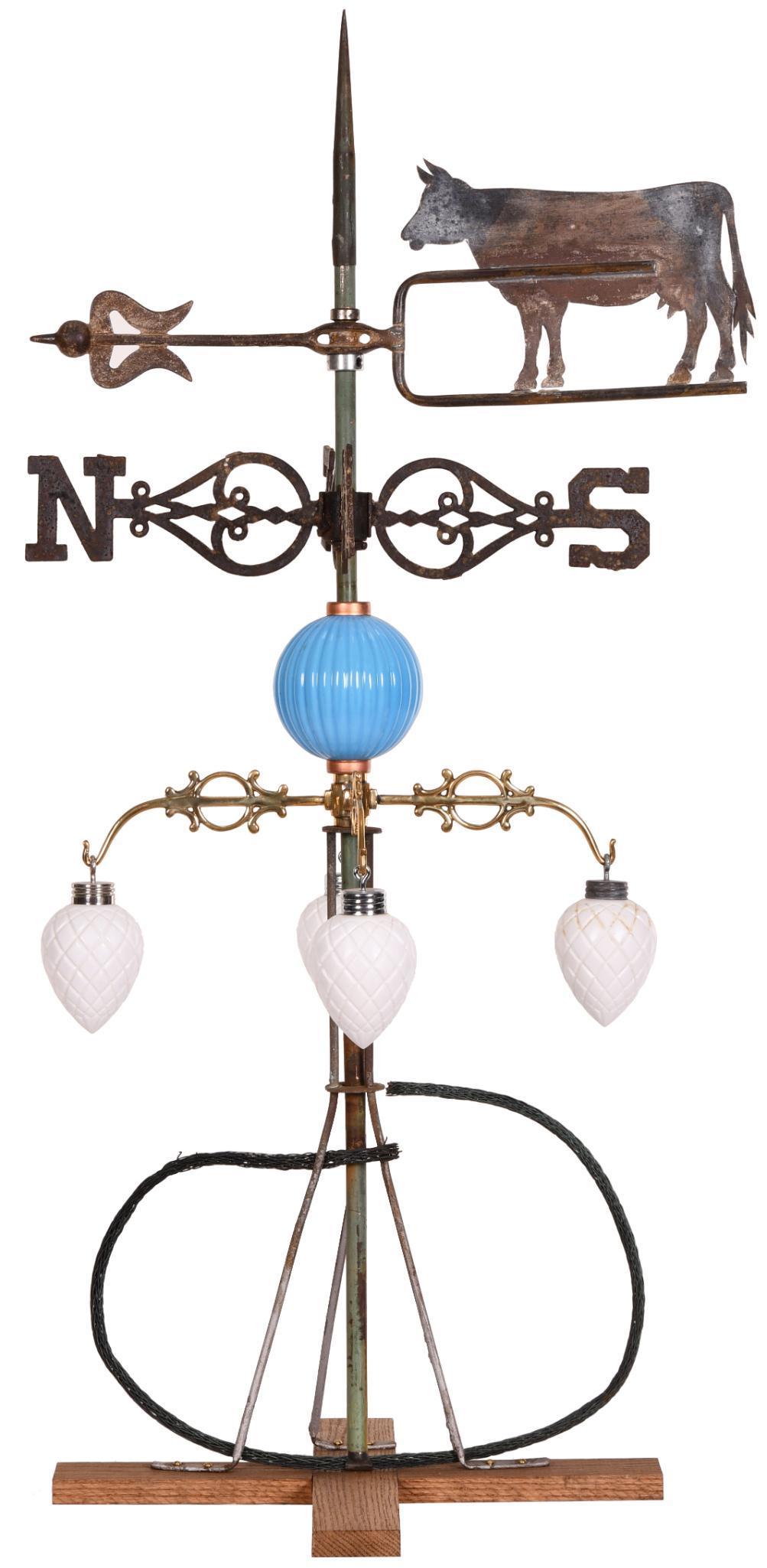 Flat Cow With Ball & Pendants Weathervane
