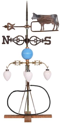 Flat Cow With Ball & Pendants Weathervane